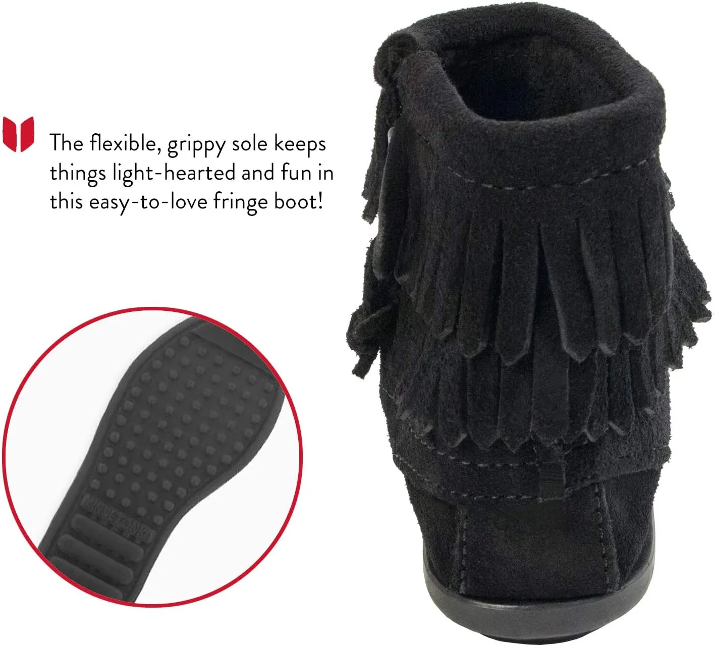 Minnetonka Children's Double Fringe Side Zip Boot