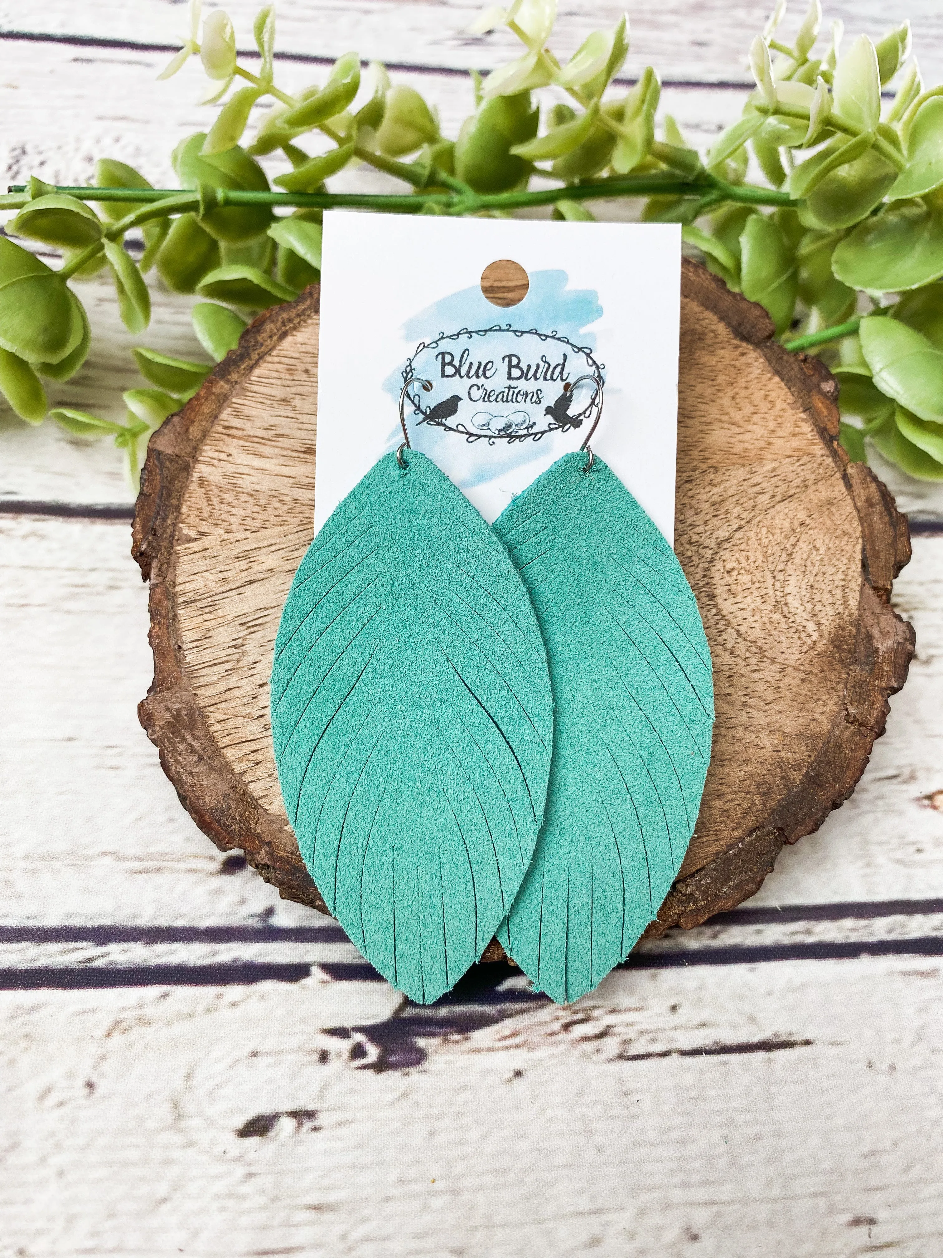Mint Suede Feather