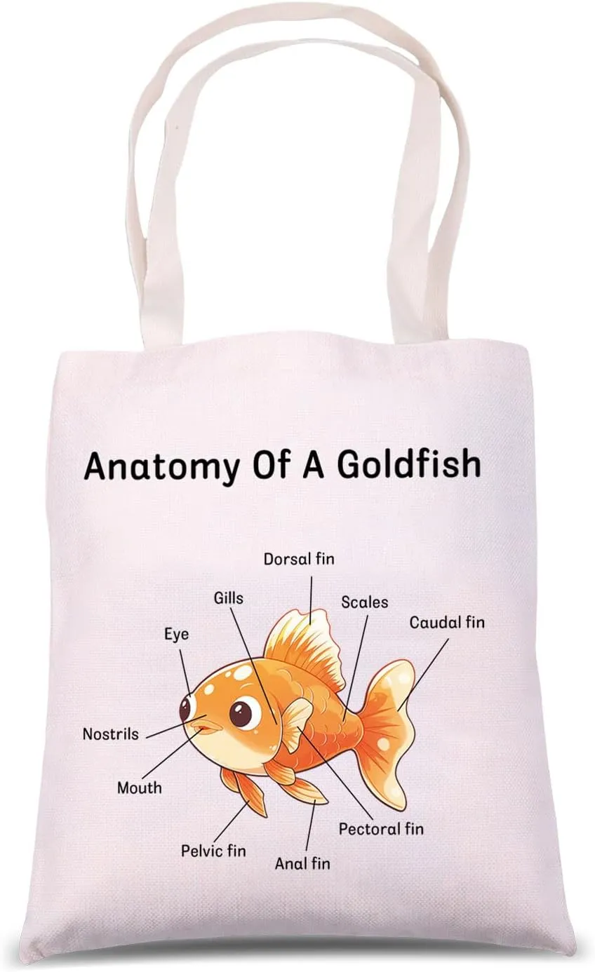 MNIGIU Goldfish Lover Gift Goldfish Anatomy Shoulder Bag Sea Creature Tote Bag Fishkeeper Gift Aquarist Gift