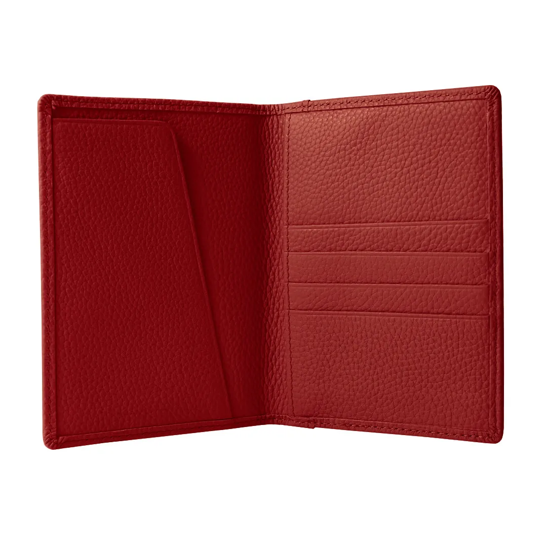 Mon Purse Pebbled Luxe Passport Holder in Red