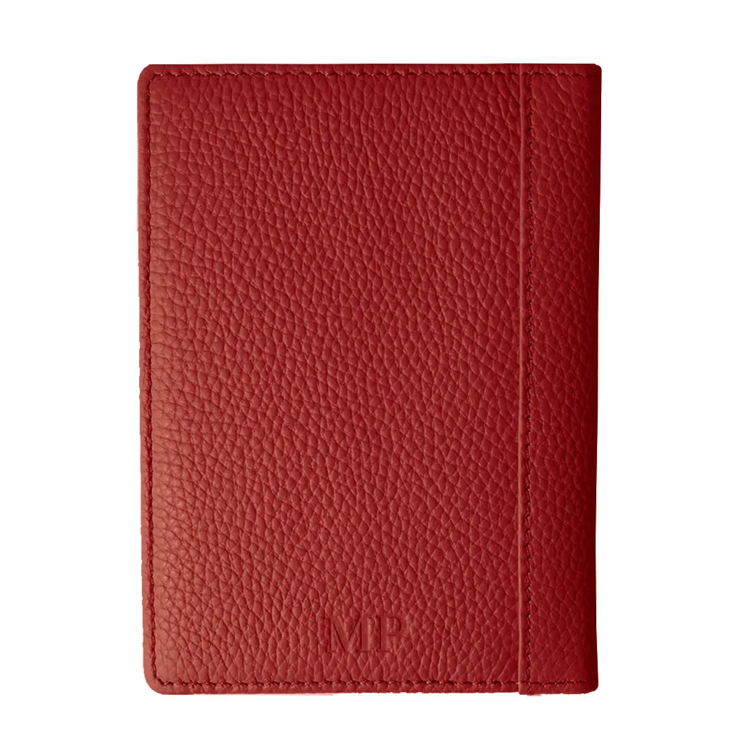 Mon Purse Pebbled Luxe Passport Holder in Red