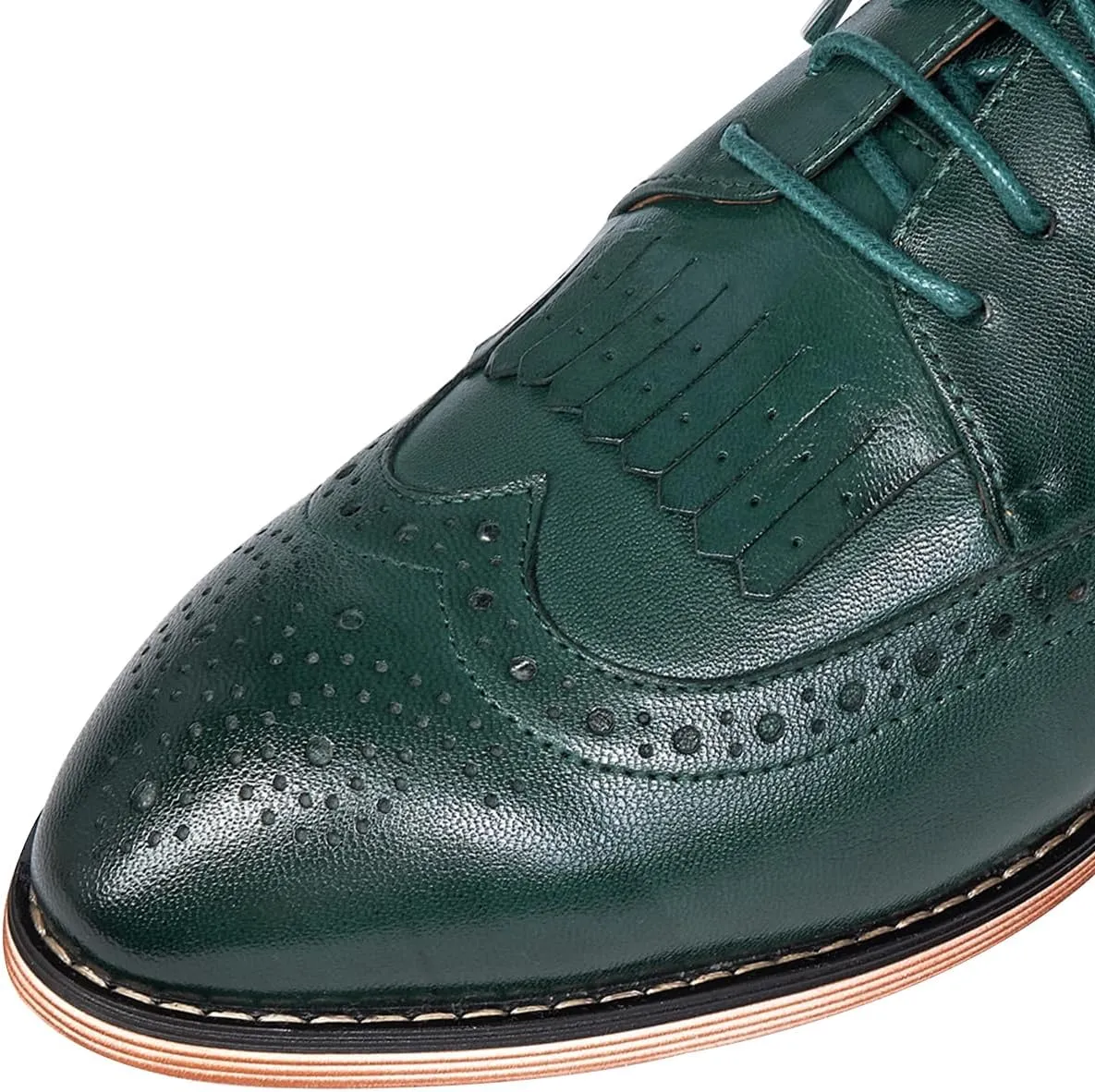 Mona flying Women's Handcrafted Wingtip Oxfords Brogue Vintage Lace up Leather Shoes for Ladies