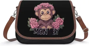 Monkey Crossbody Bags for Women Leather Tote Bag Handbag Purse for Work Travel