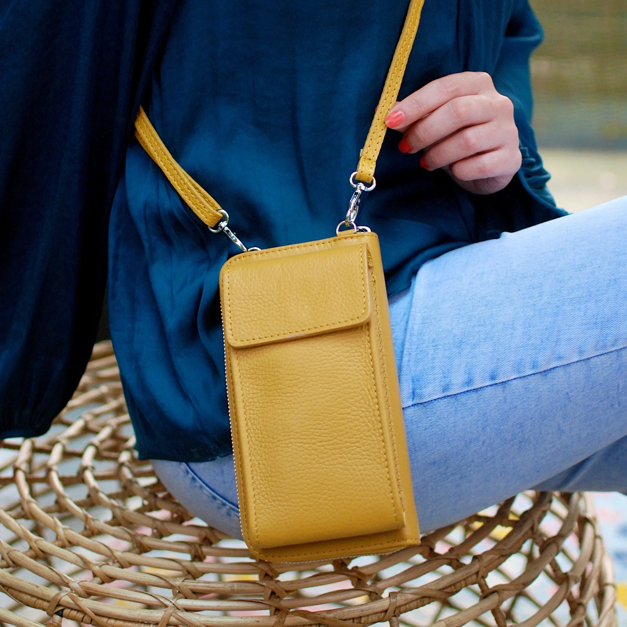 Monogram Leather Purse with Phone Pocket