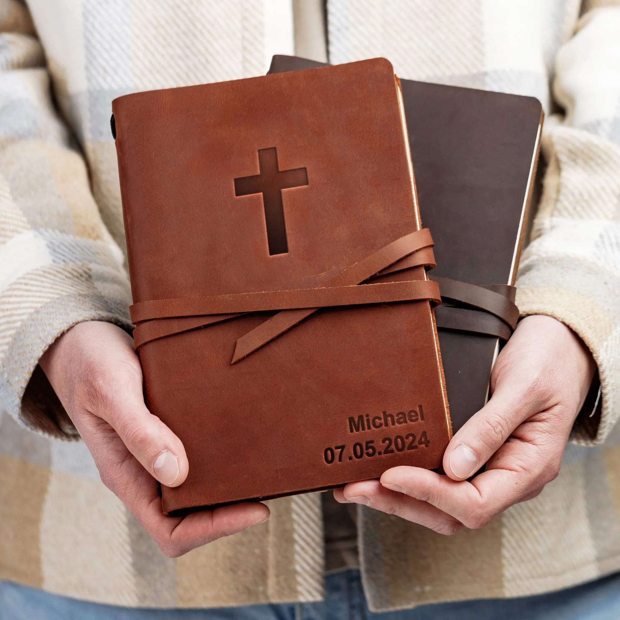 Monogrammed Leather Journal Christian Journal Notebook