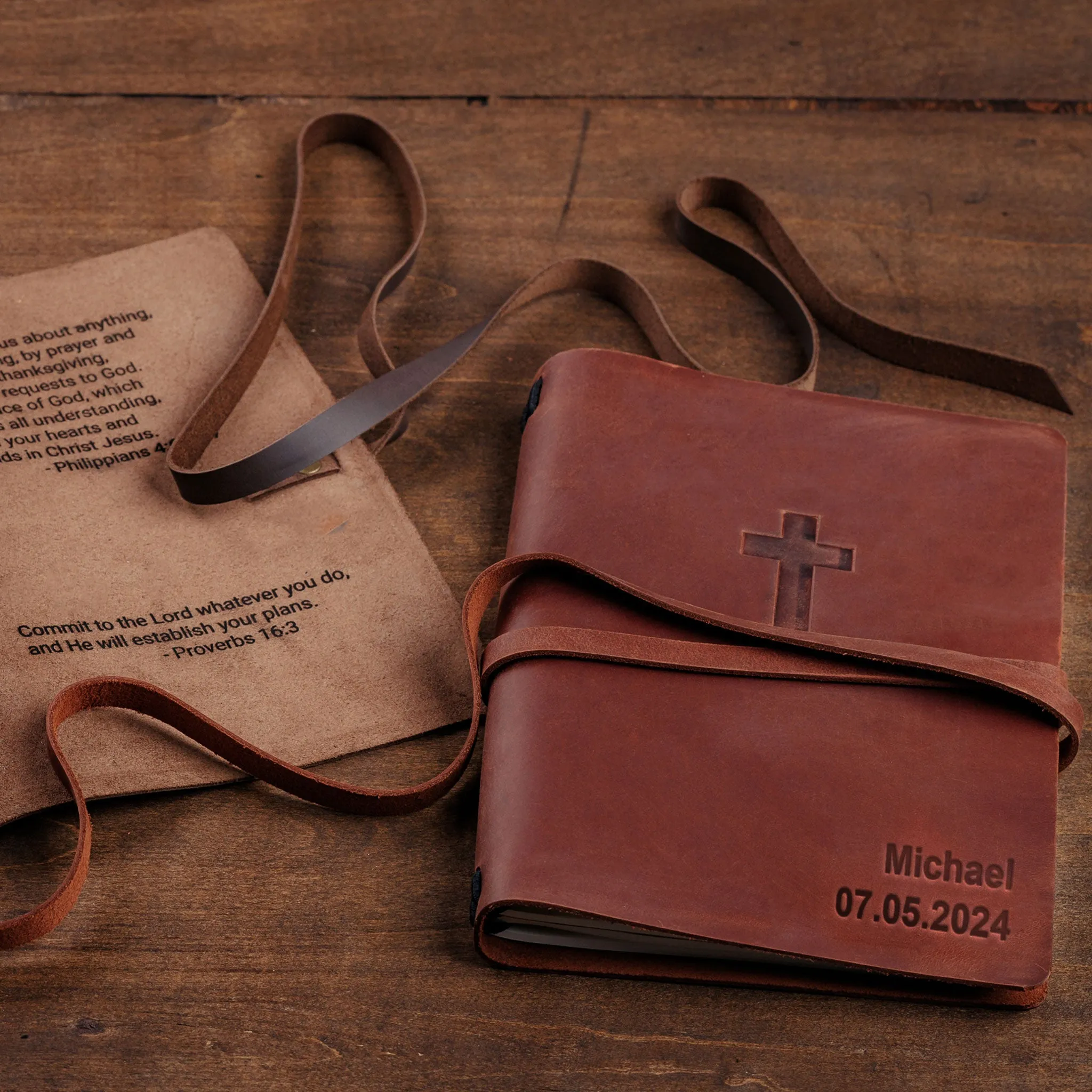 Monogrammed Leather Journal Christian Journal Notebook