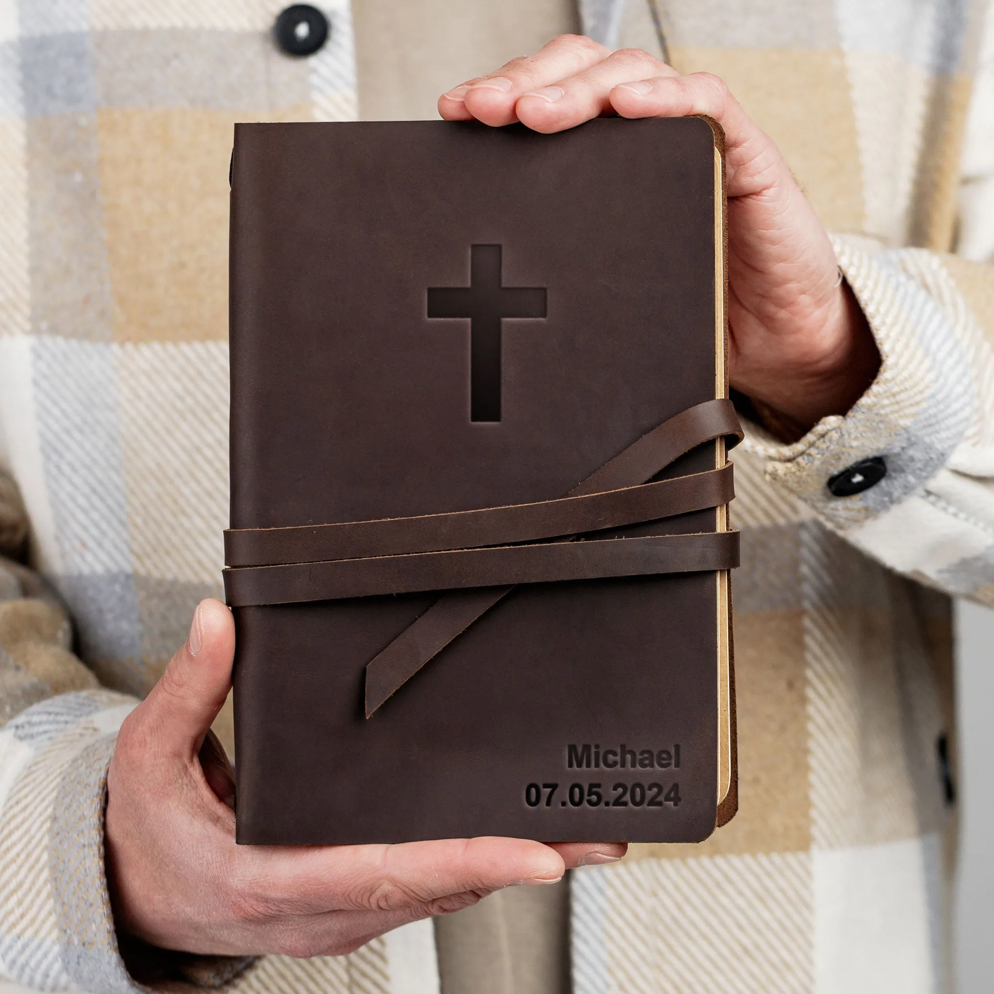 Monogrammed Leather Journal Christian Journal Notebook