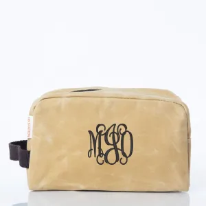 Monogrammed Waxed Canvas Travel Kit