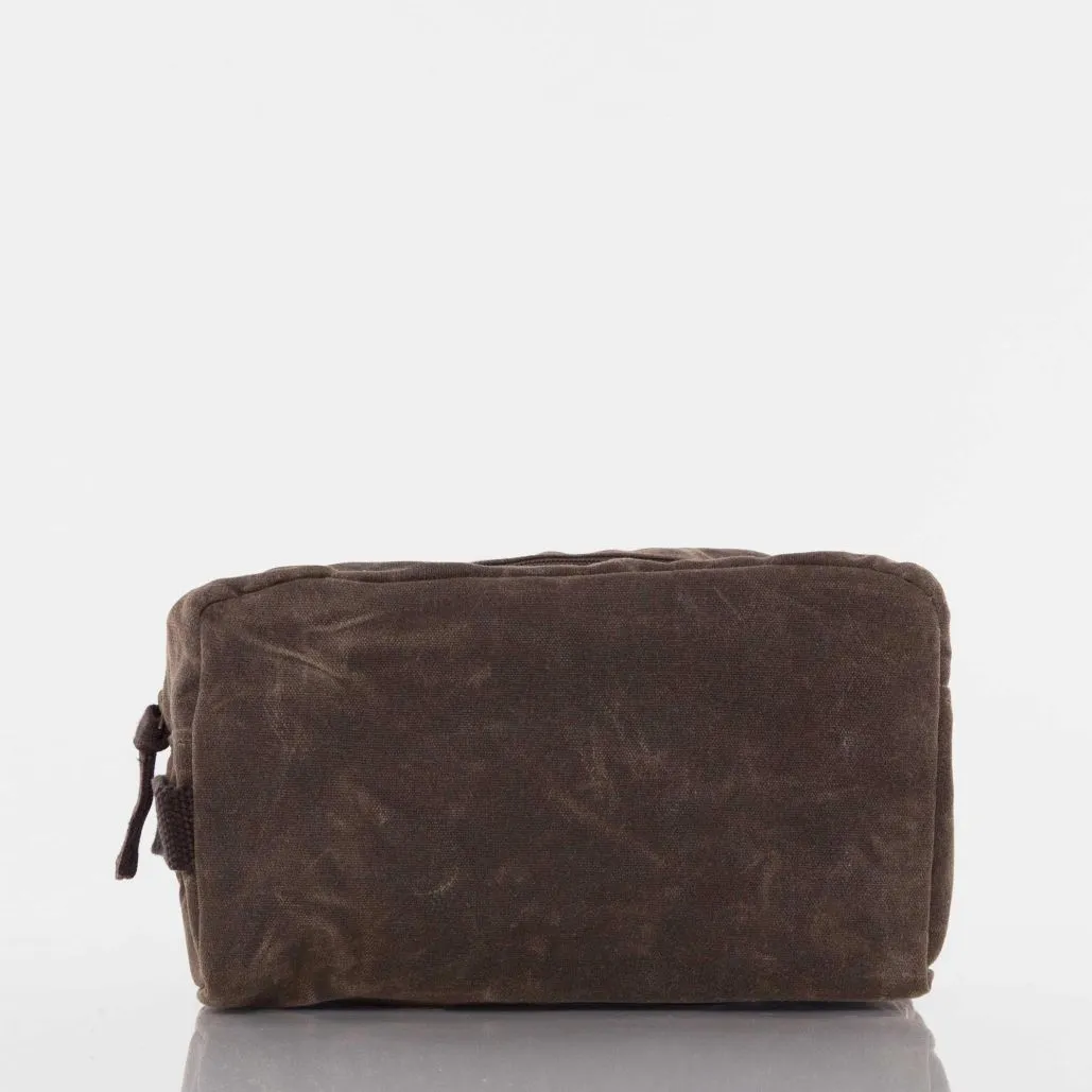 Monogrammed Waxed Canvas Travel Kit
