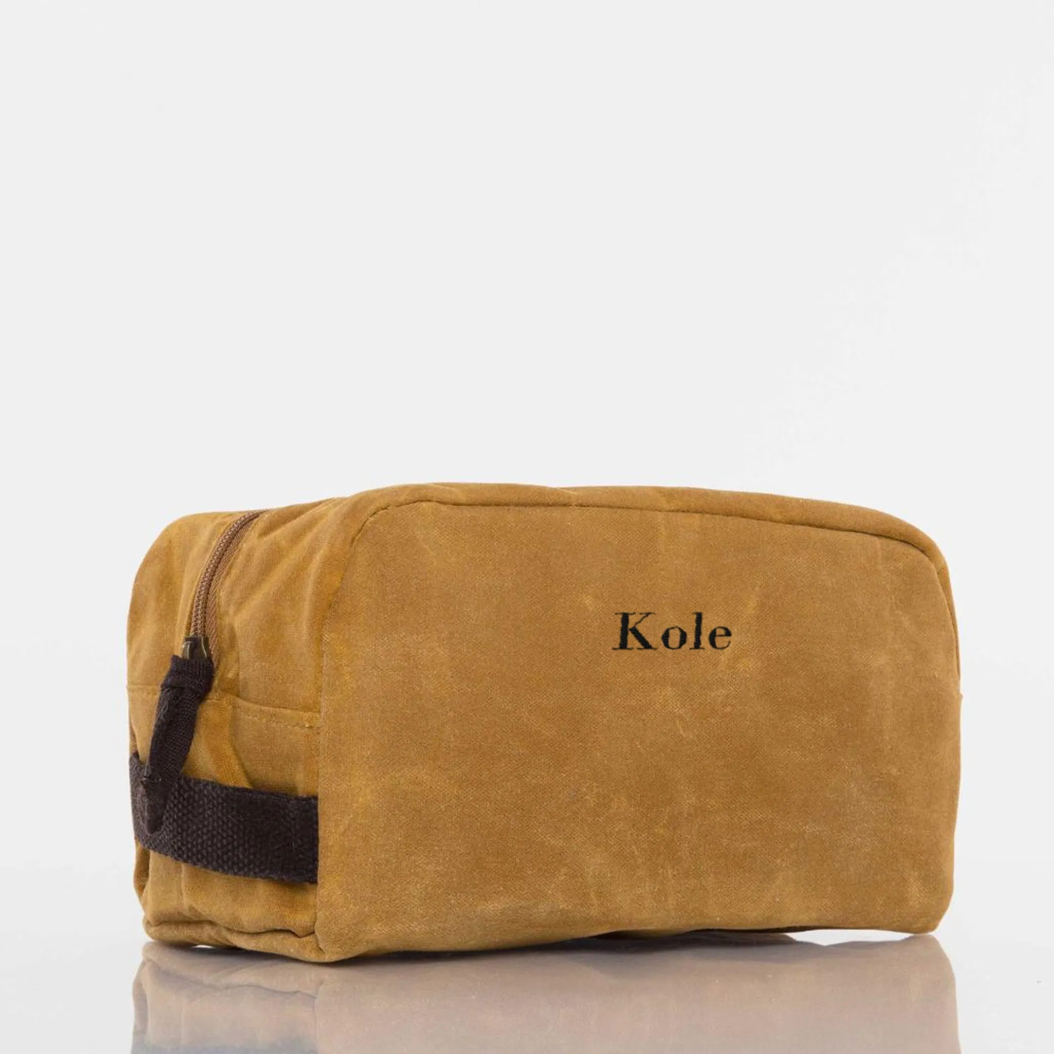 Monogrammed Waxed Canvas Travel Kit
