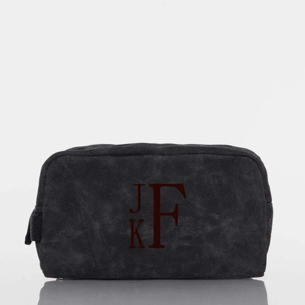 Monogrammed Waxed Canvas Travel Kit