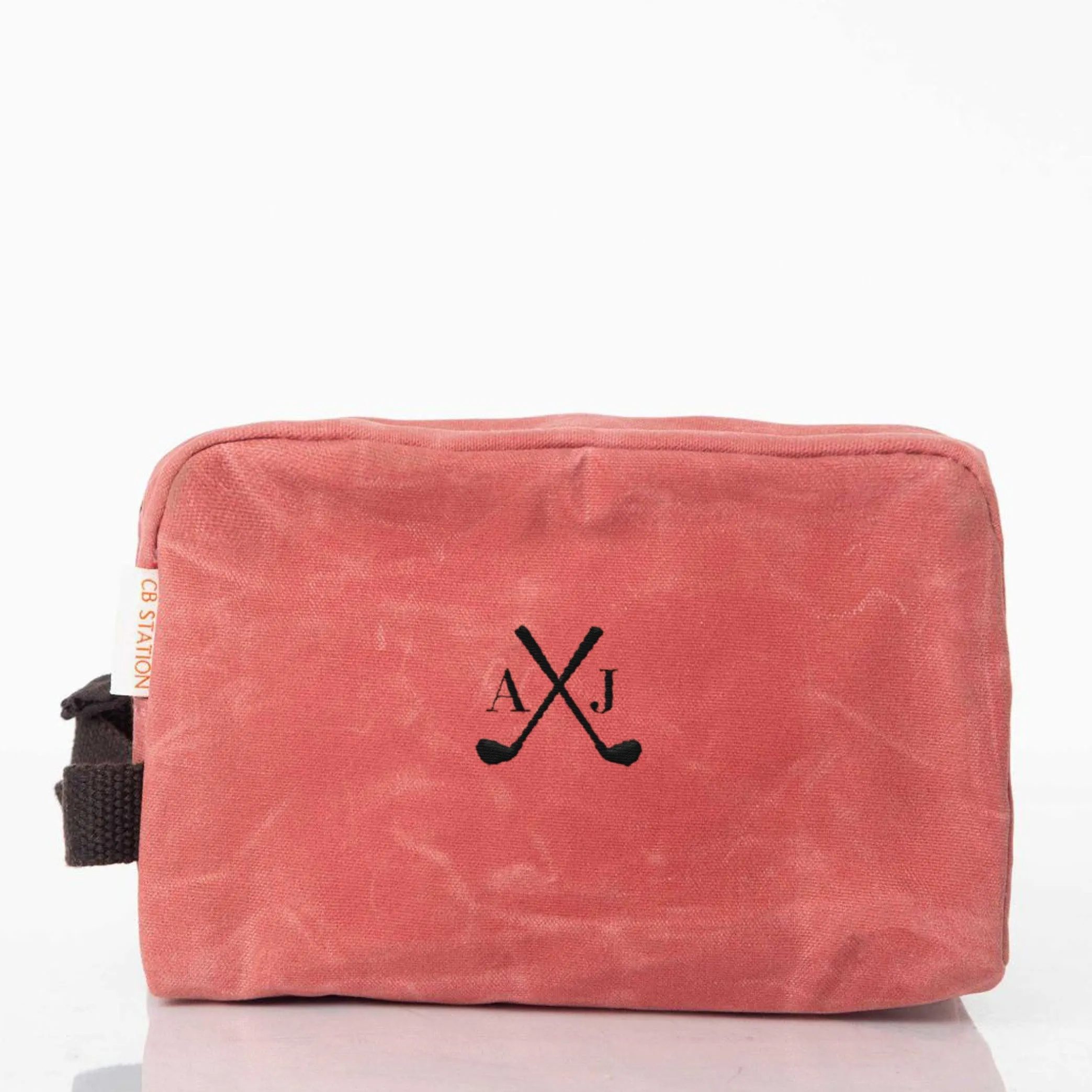 Monogrammed Waxed Canvas Travel Kit