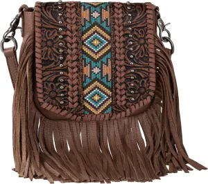 Montana West Western Small Purses for Women Crossbody Bag Fringe Purse Leather Women's Shoulder Handbags Tooled Aztec