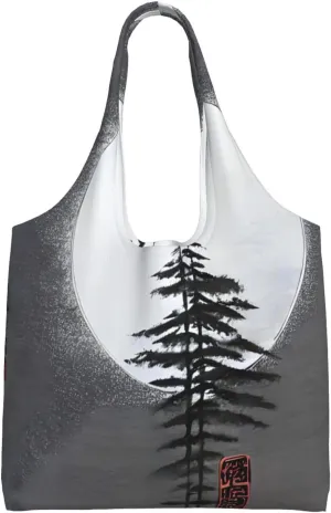 Moon Pine Tree Printed Shoulder Bag - Suitable for sturdy canvas bags, shopping bags