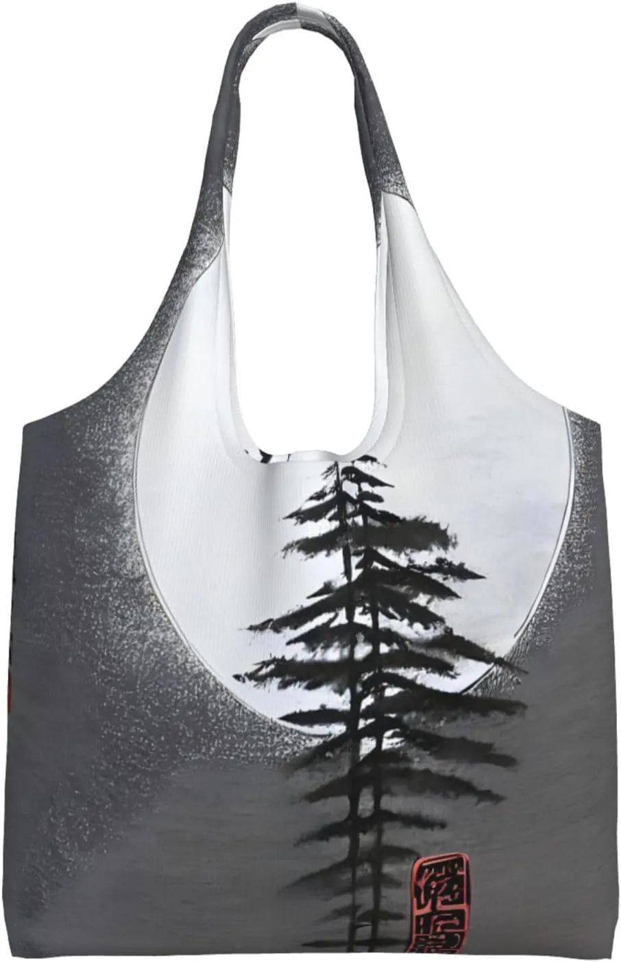 Moon Pine Tree Printed Shoulder Bag - Suitable for sturdy canvas bags, shopping bags