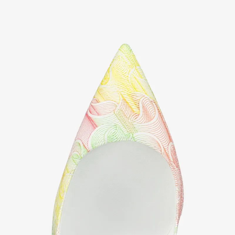 Multicolor Fluorescent Monogrammed Canvas Pump