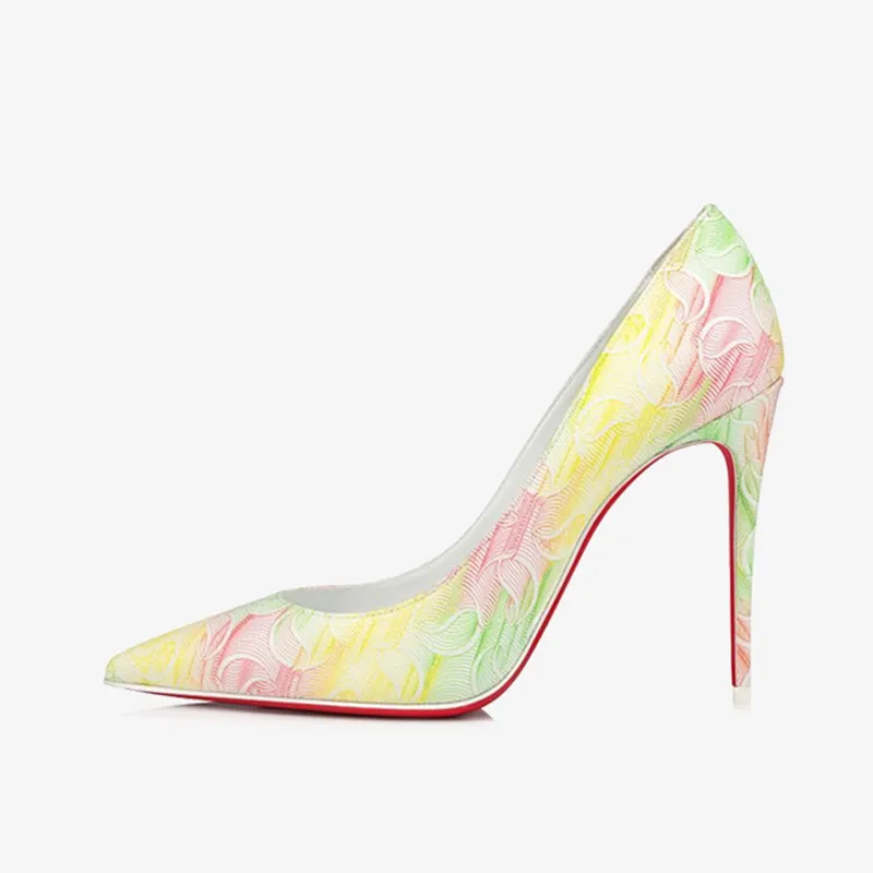Multicolor Fluorescent Monogrammed Canvas Pump