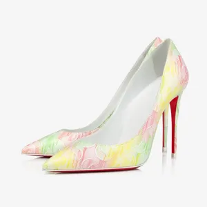 Multicolor Fluorescent Monogrammed Canvas Pump