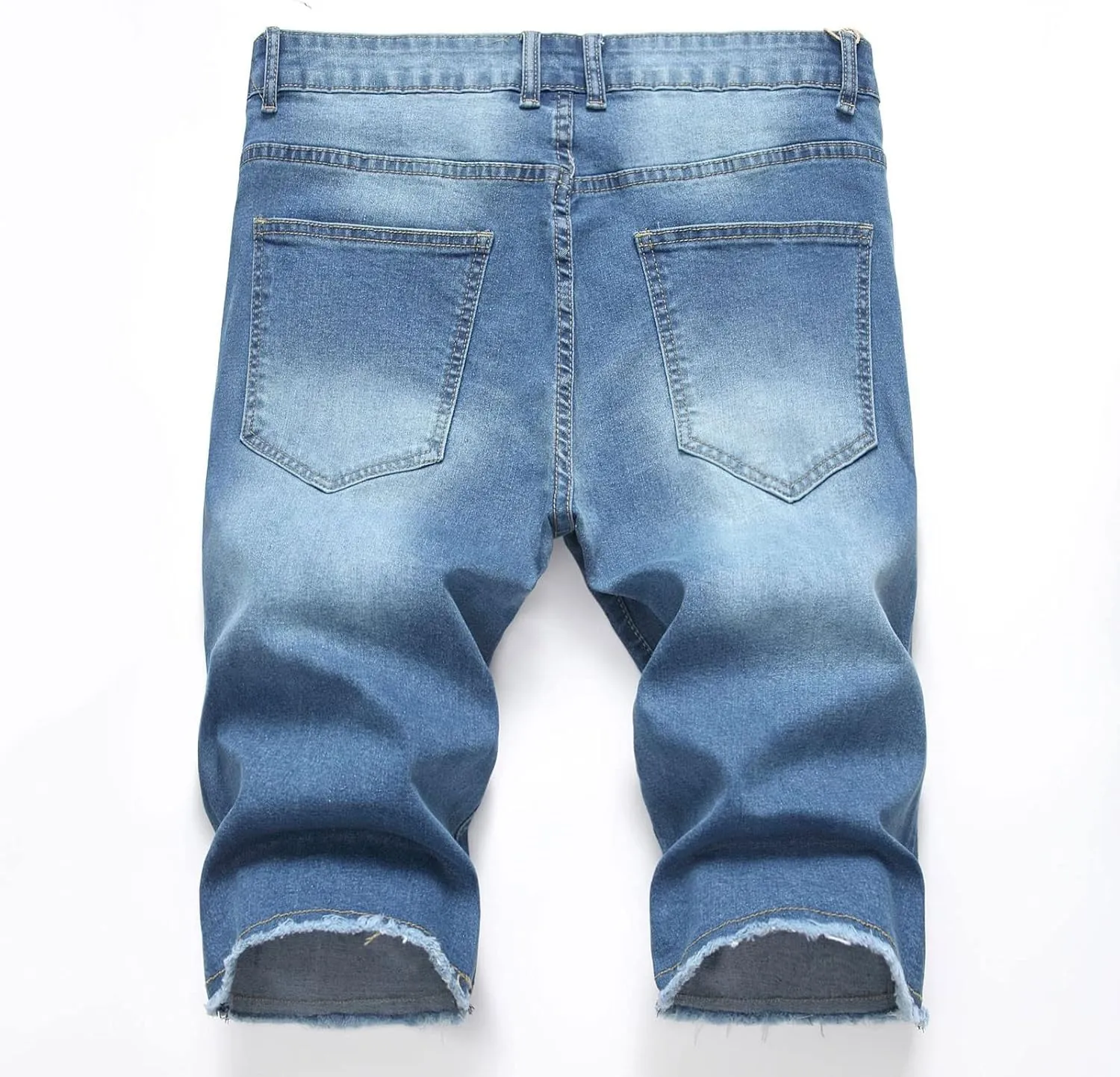 Muscularfit Mens Denim Shorts Stretch Slim Fit Linen Jean Shorts with Broken Hole Comfort Flex Waistband Shorts 6" Inseam