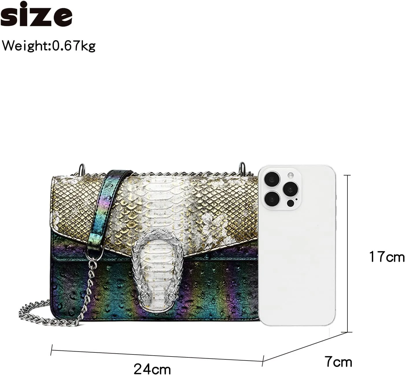 MYHOZEE Crossbody Bags for Women - Snake Printed Clutch Purses Leather Chain Shoulder Bags Evening Handbags