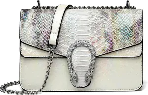 MYHOZEE Crossbody Bags for Women - Snake Printed Clutch Purses Leather Chain Shoulder Bags Evening Handbags