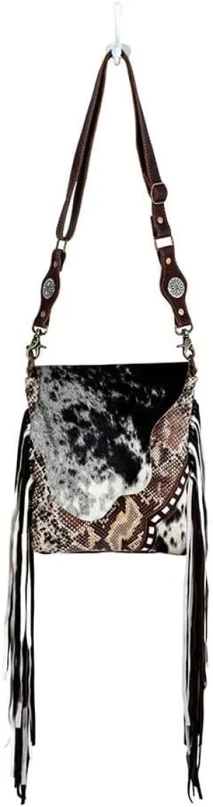 Myra Bag Brown Dapples Conceal Carry Fringe Crossbody Bag S-3963