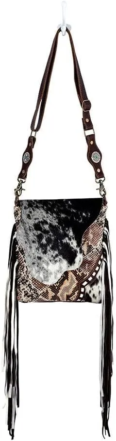 Myra Bag Brown Dapples Conceal Carry Fringe Crossbody Bag S-3963