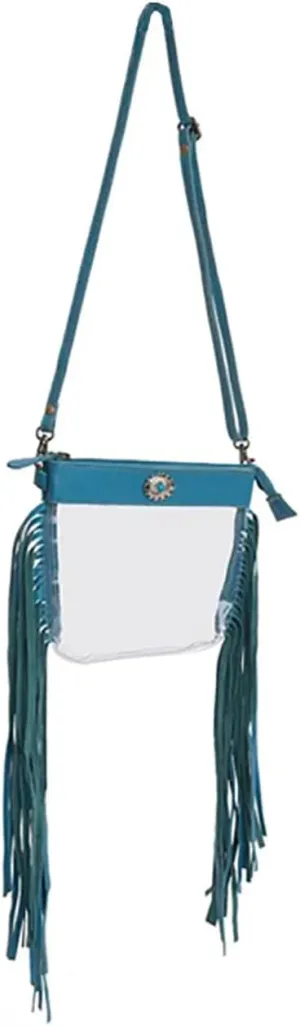 Myra Bag Clear Bag for Women - Western Upcycled Leather Shoulder Bag Blue