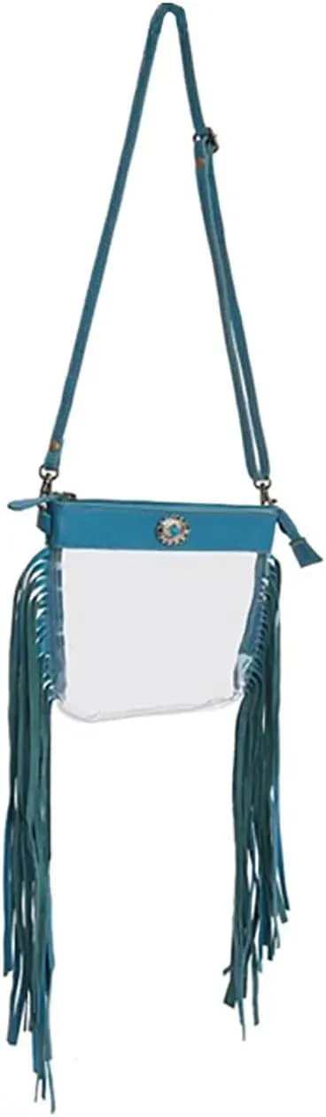 Myra Bag Clear Bag for Women - Western Upcycled Leather Shoulder Bag Blue