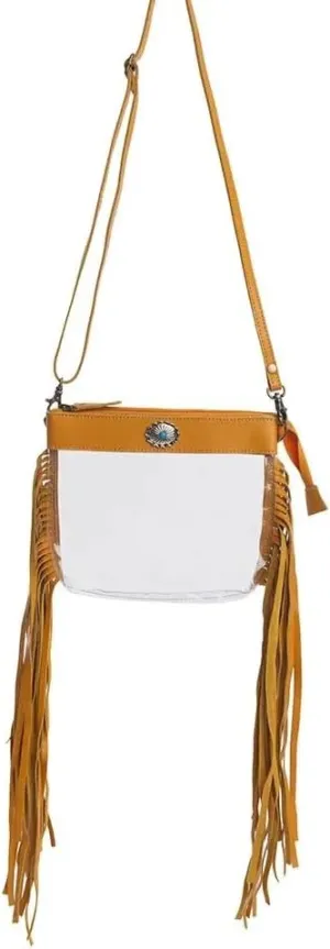 Myra Bag Clear Bag for Women - Western Upcycled Leather Shoulder Bag Sunrise Yellow