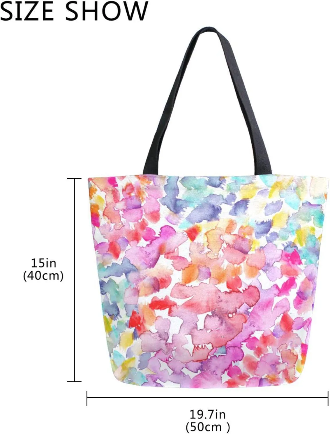 Naanle Canvas Tote Bag Large Women Casual Shoulder Bag Handbag Watercolor Floral Flower Canvas Tote Bag Reusable Grocery Shopping Cloth Bags Women Tote Bags