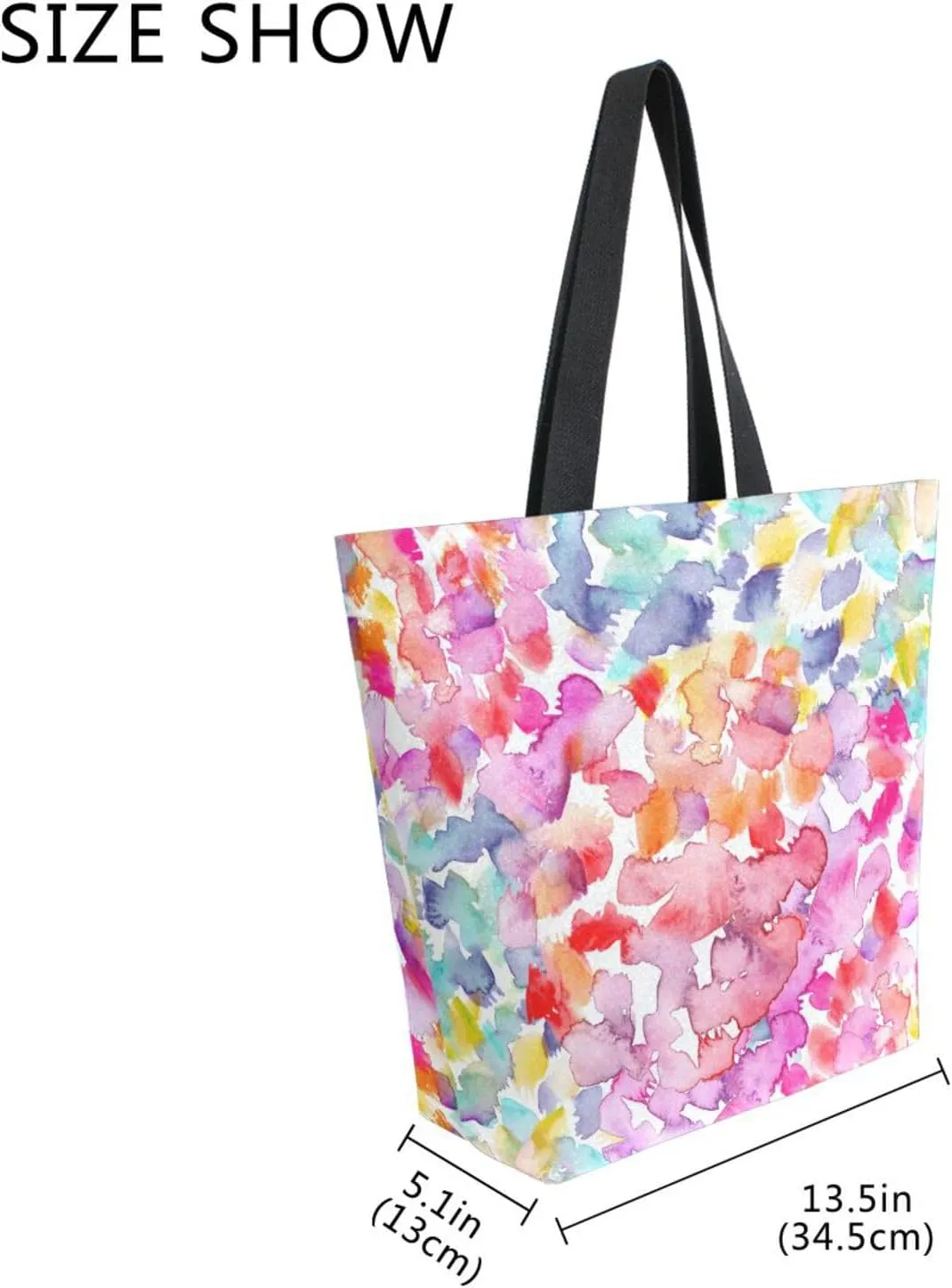 Naanle Canvas Tote Bag Large Women Casual Shoulder Bag Handbag Watercolor Floral Flower Canvas Tote Bag Reusable Grocery Shopping Cloth Bags Women Tote Bags