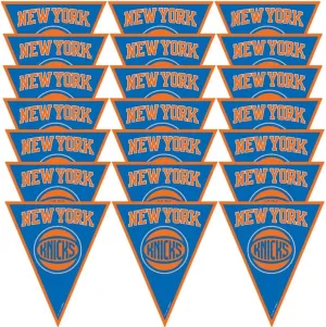 NBA New York Knicks Blue & Orange Plastic Pennant Banner - 12ft (Pack Of 1) - Perfect For Game Day & Sports-Themed Parties