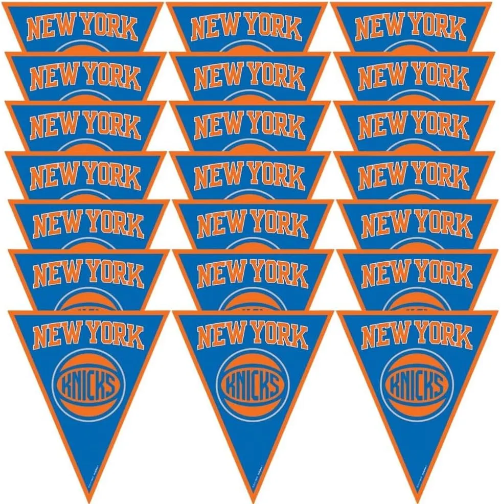NBA New York Knicks Blue & Orange Plastic Pennant Banner - 12ft (Pack Of 1) - Perfect For Game Day & Sports-Themed Parties