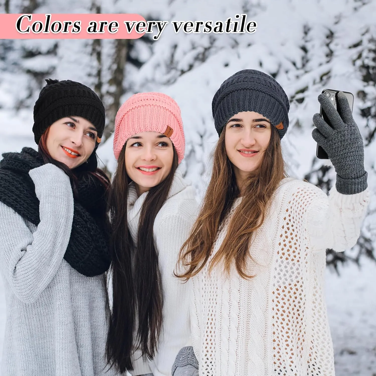 Neer 16 Pcs Winter Warm Hat Scarf Gloves Sock Set Knit Beanie Hat Touchscreen Gloves Neck Warmer Scarf for Women Men