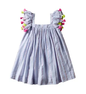 Nellystella Chloe Dress in Blue Lurex Stripe