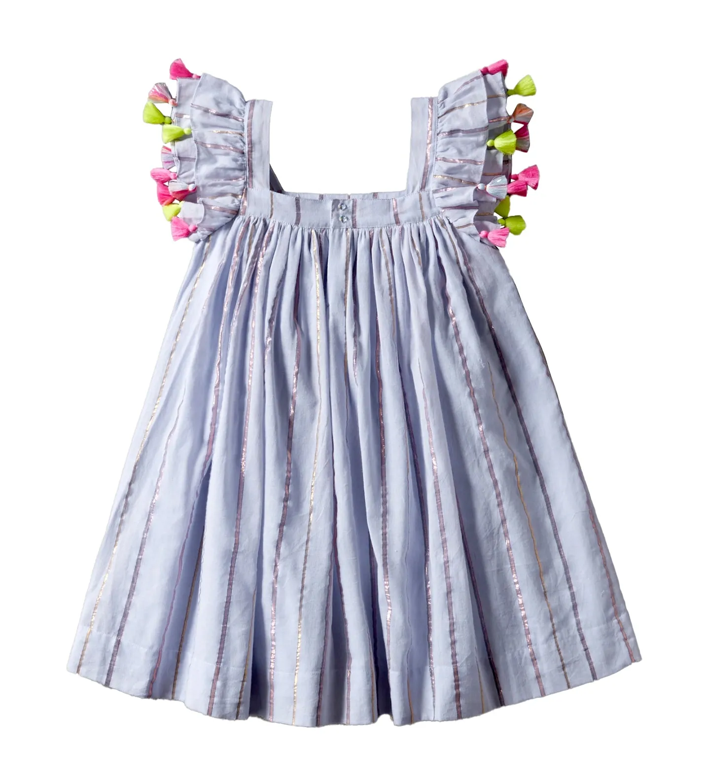 Nellystella Chloe Dress in Blue Lurex Stripe