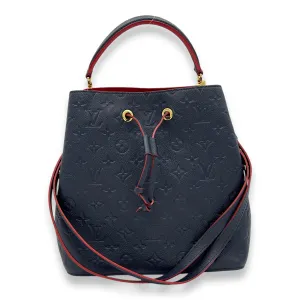 NeoNoe MM Blue Bucket Bag in Empreinte Leather, Gold hardware
