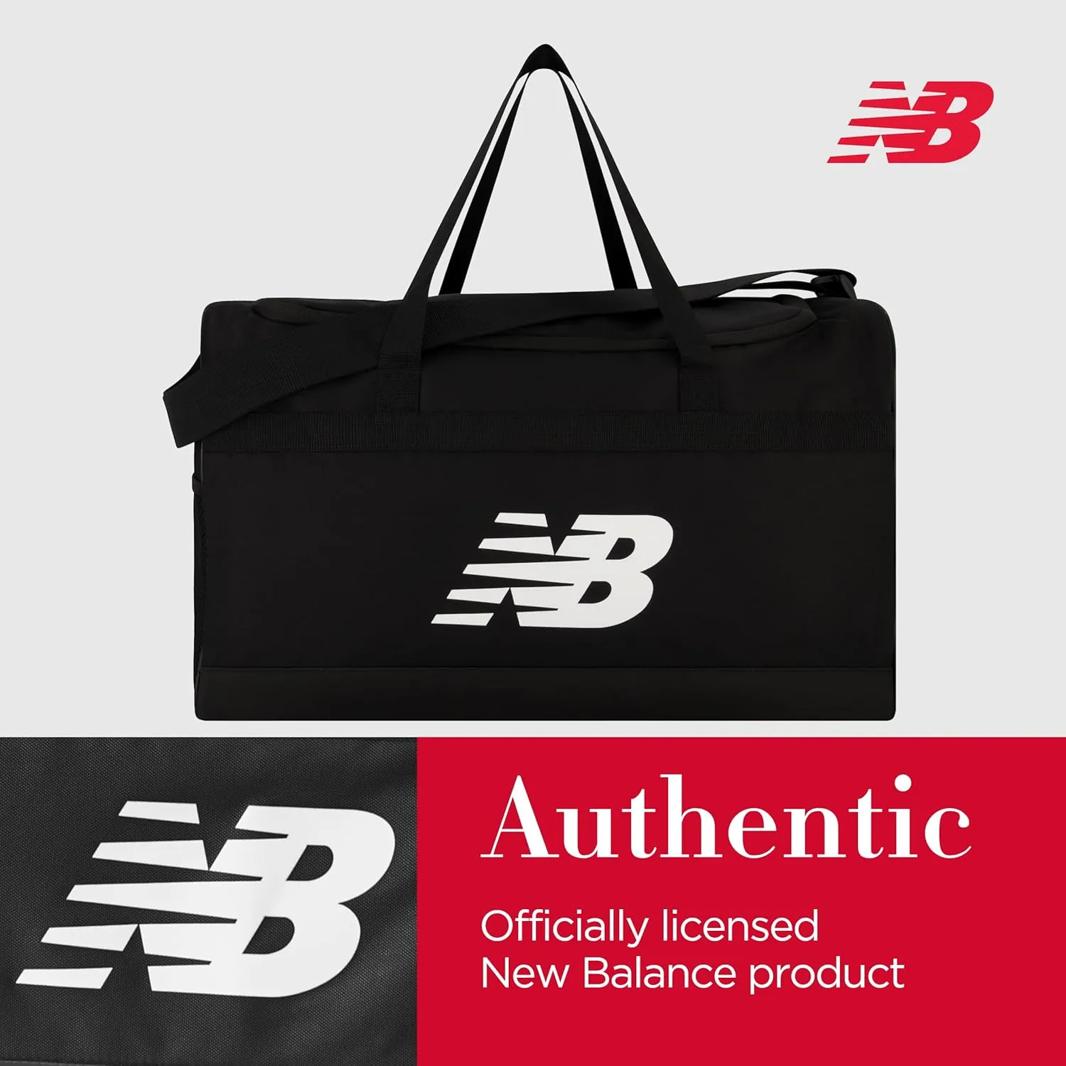 New Balance Duffel Bag, Small Carry On Gym Travel Luggage with Carrier Handles and Adjustable Shoulder Strap