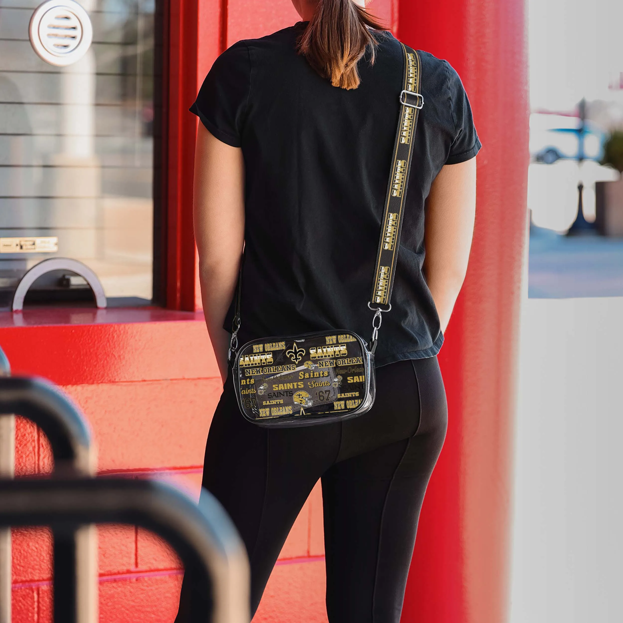 New Orleans Saints Repeat Retro Print Clear Crossbody Bag