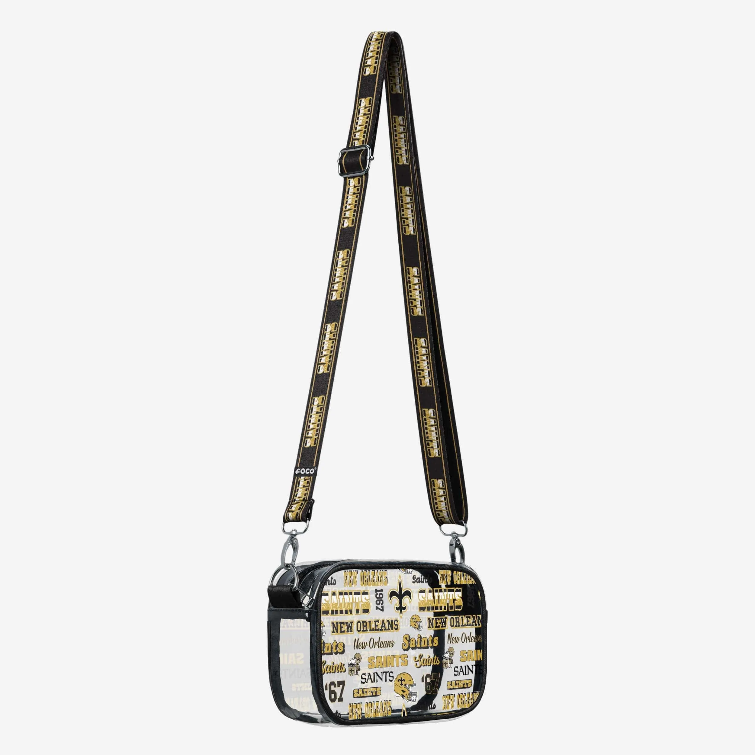 New Orleans Saints Repeat Retro Print Clear Crossbody Bag