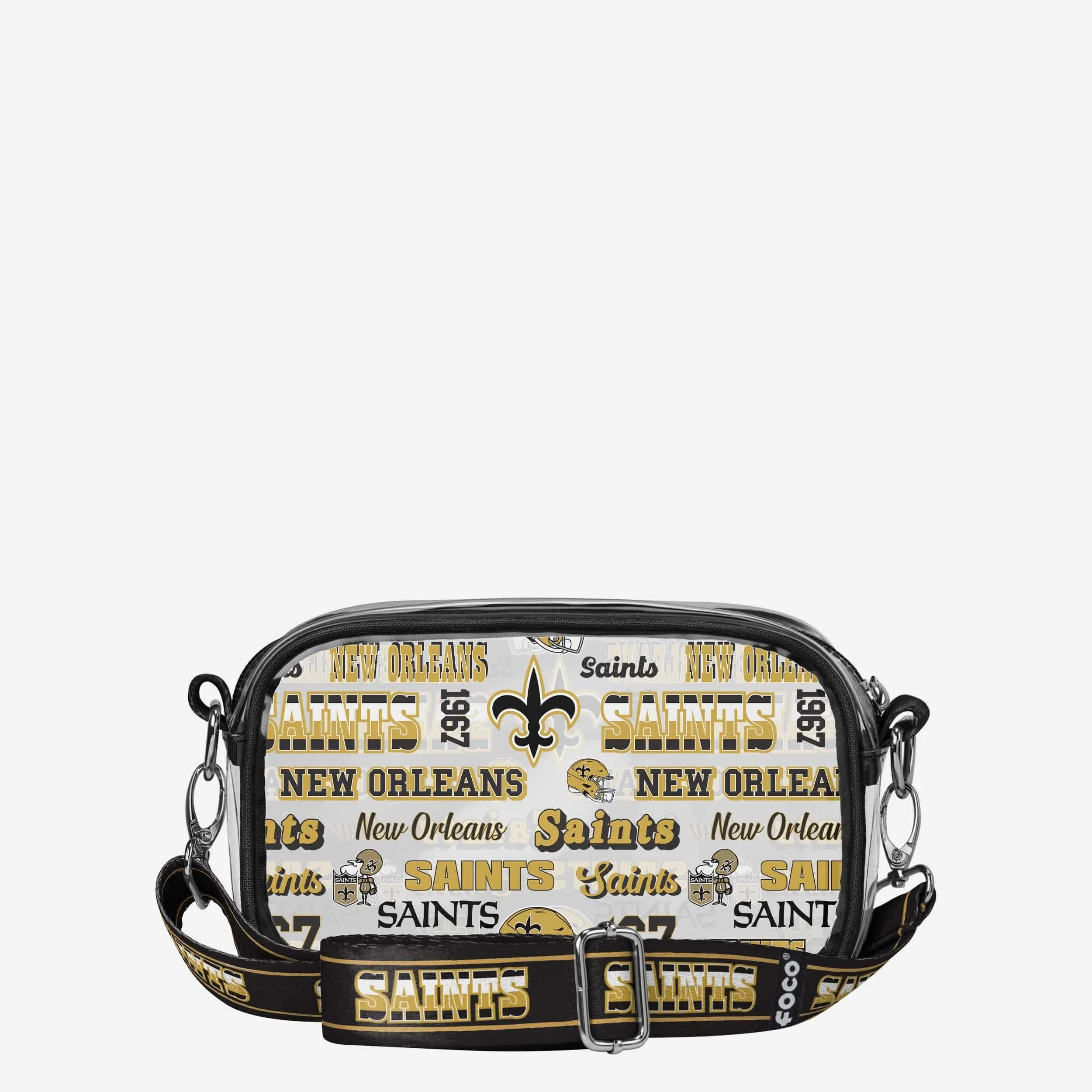 New Orleans Saints Repeat Retro Print Clear Crossbody Bag