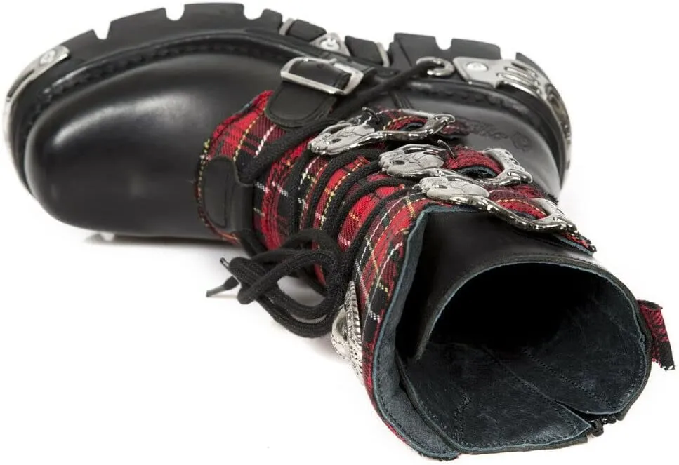 New Rock Womens Boots 391T-S1 Tartan Metallic Black Leather Platform Goth Boot