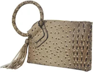 NGIL Women's Faux Leather Mini Wristlet Purse With Fringe Tassel, Wristlet Wallet Women's Handbag