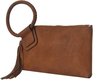 NGIL Women's Faux Leather Mini Wristlet Purse With Fringe Tassel, Wristlet Wallet Women's Handbag