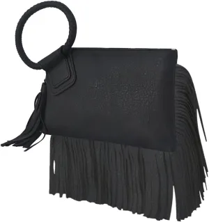 NGIL Women's Faux Leather Mini Wristlet Purse With Fringe Tassel, Wristlet Wallet Women's Handbag