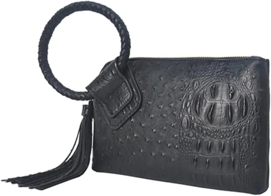 NGIL Women's Faux Leather Mini Wristlet Purse With Fringe Tassel, Wristlet Wallet Women's Handbag
