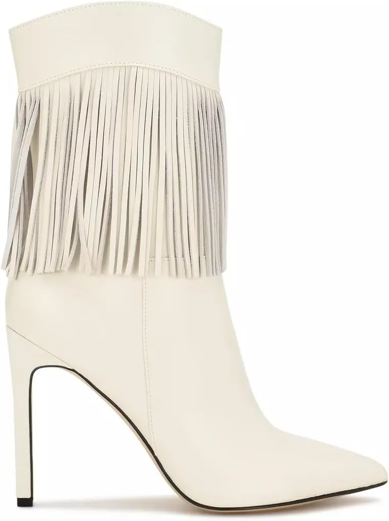 Nine West Women's Tries Heeled Fringe Booties