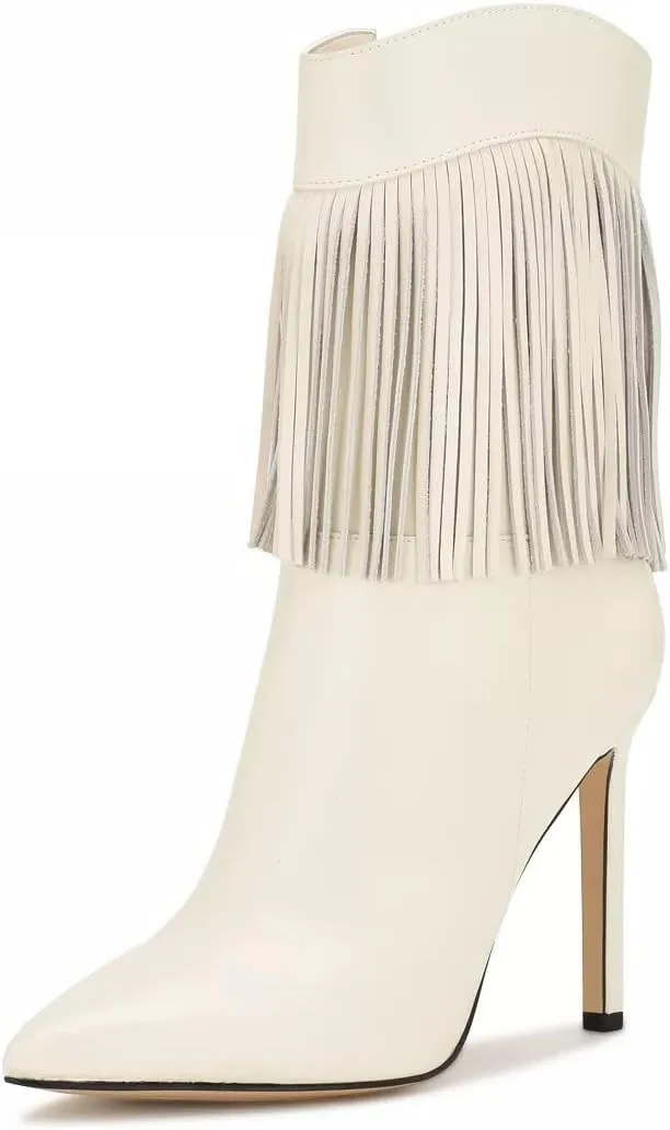 Nine West Women's Tries Heeled Fringe Booties