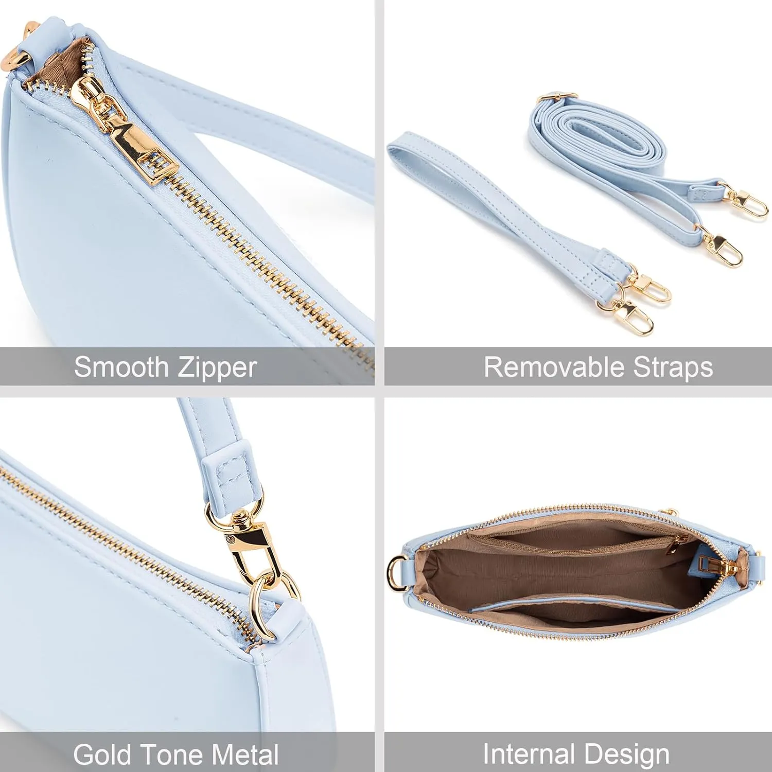 NIUEIMEE ZHOU Shoulder Bag for Women Retro Vegan Leather Classic Clutch Tote HandBags Purses with Zipper Closure